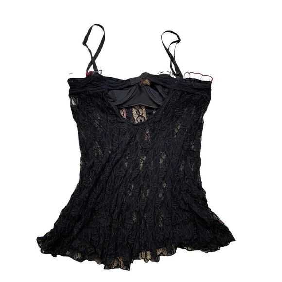 Lover’s Lane Black Lace and Pink Ribbon Lace Up Teddy Lingerie Size Large‎ - Picture 6 of 12
